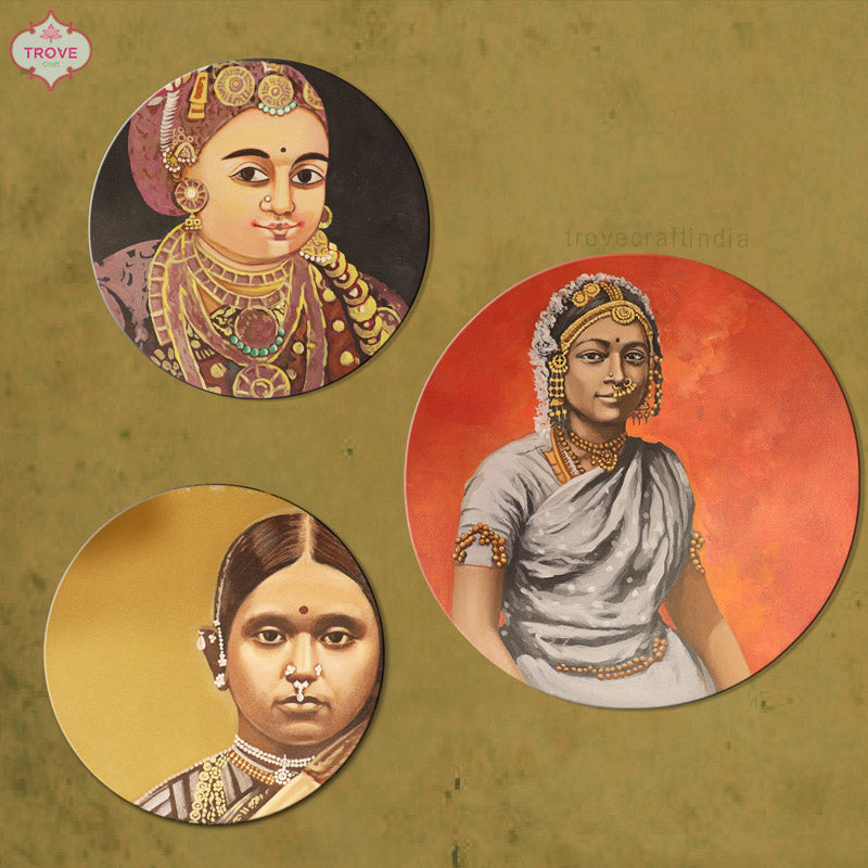 Handpainted South Indian Women Potraits on Canvas