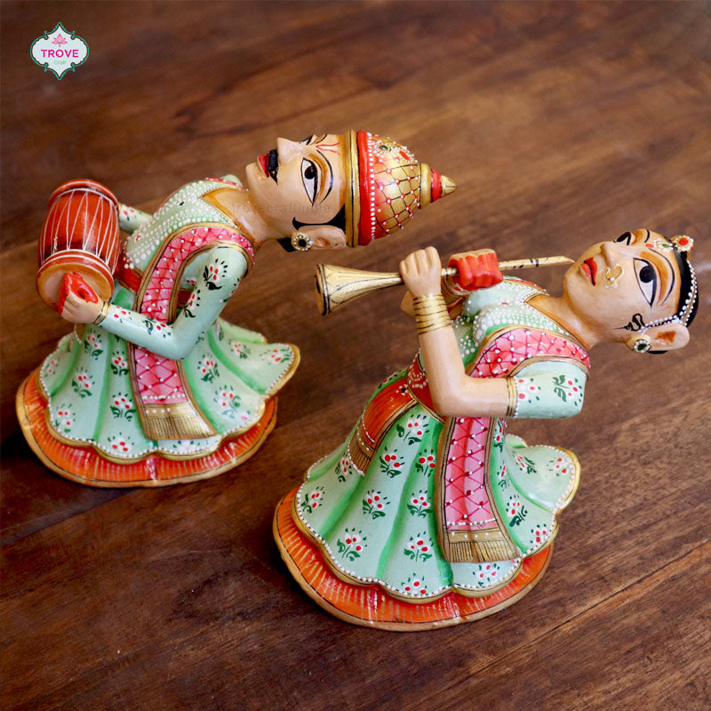Set of 2 - Wall hanging Rajasthani Gangaur Musical Pairs