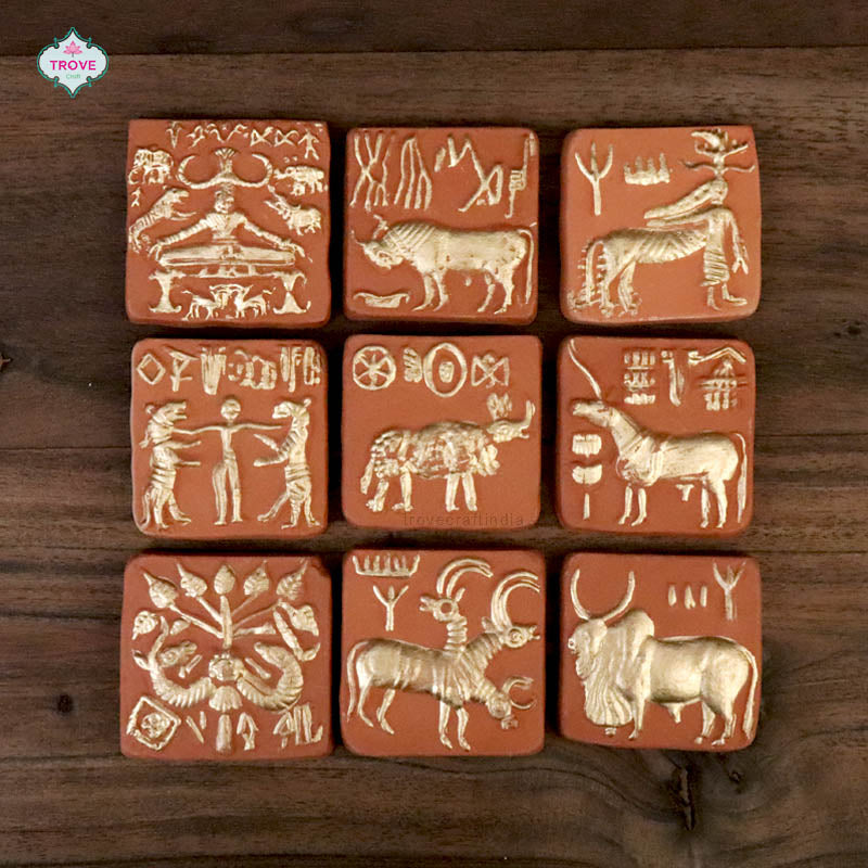 2" Harappa & Mohenjo-daro Terracotta Seals (Set of 9)