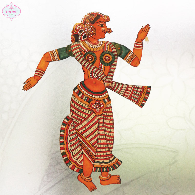 12" South Indian Woman Tholu Bommalata Shadow Puppet