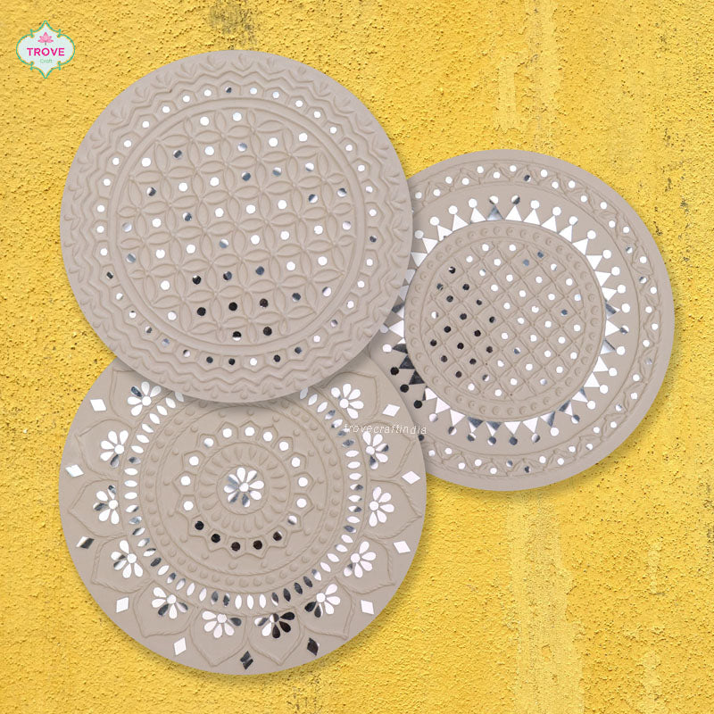 Square & Round Mirrorwork Lippan Wall Art Panel Tiles
