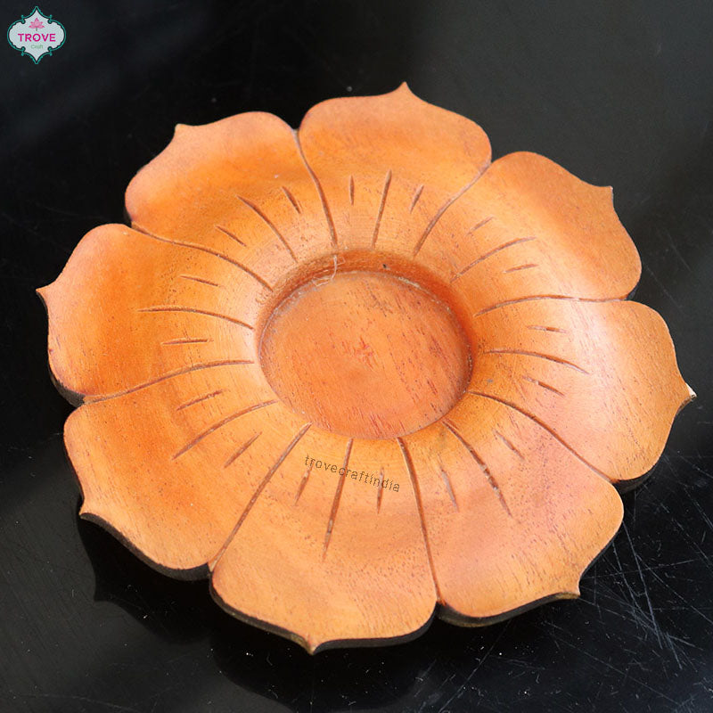 Carved Lotus Tea-Light Holder Set