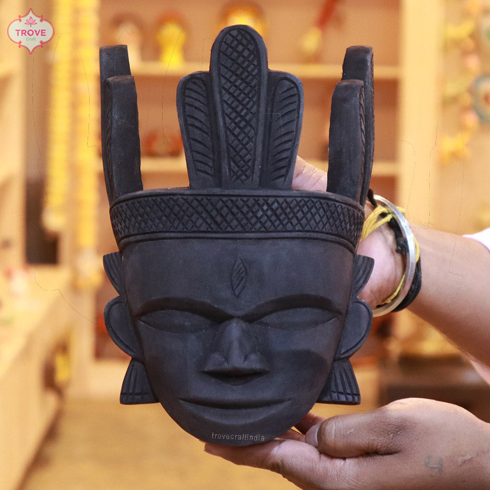 8" Set of 2 - Hand Carved Wooden - Tribal Wall Decor Masks