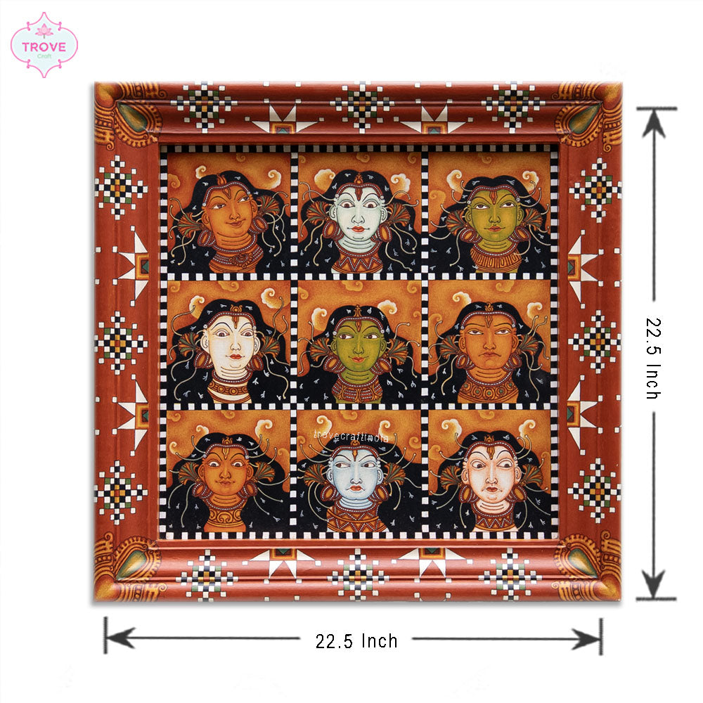The Navarasa with Veerali Pattu - Kerala Mural Painting on Infinity Frame