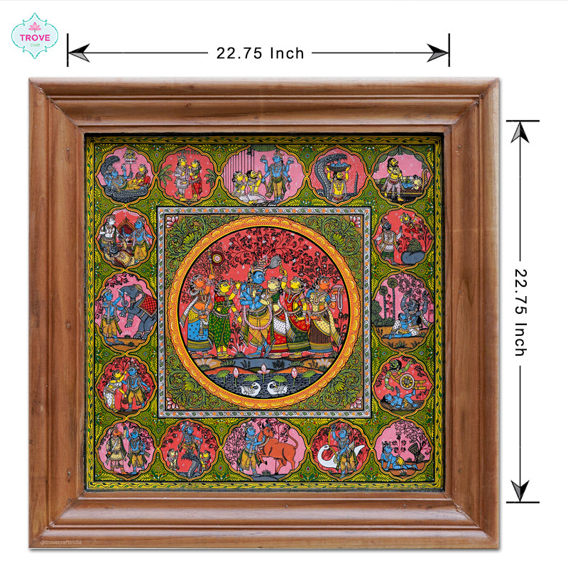 Framed Krishna Leela Pattachitra Painting