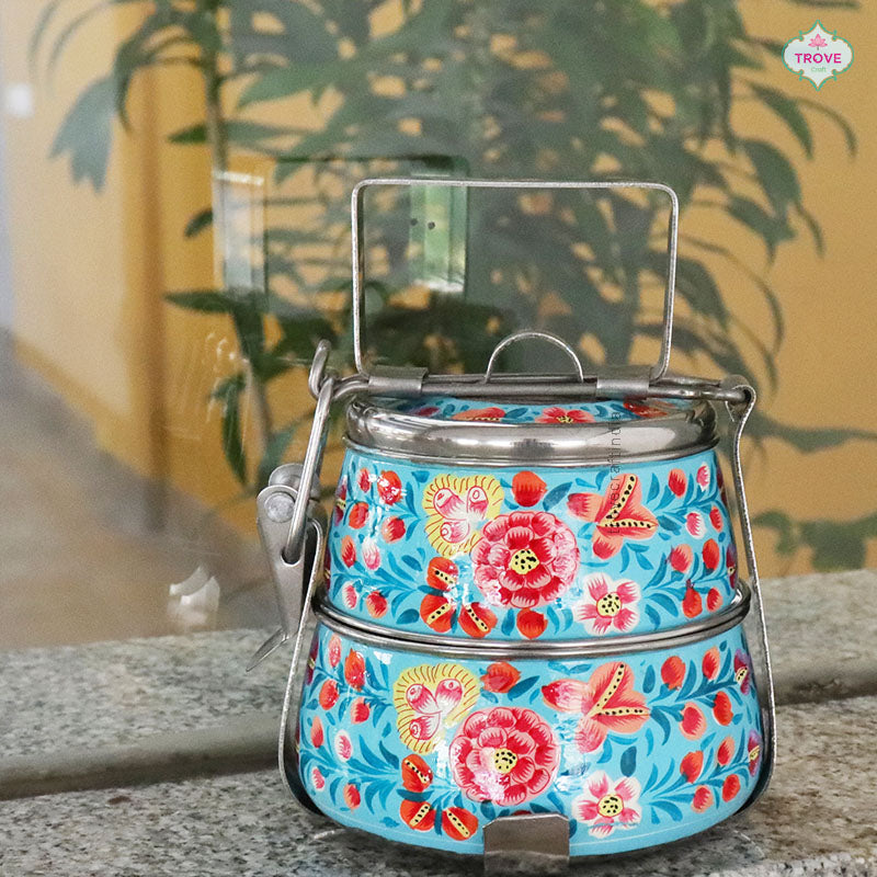 Indian Tiffin Hand-painted in Kashmir