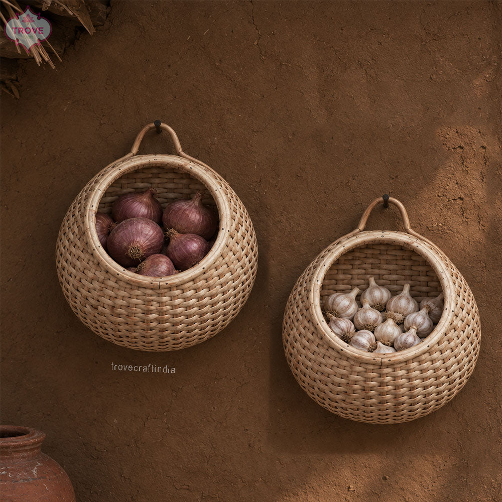 Round - Handmade Eco Friendly Wall Cane Bamboo Baskets