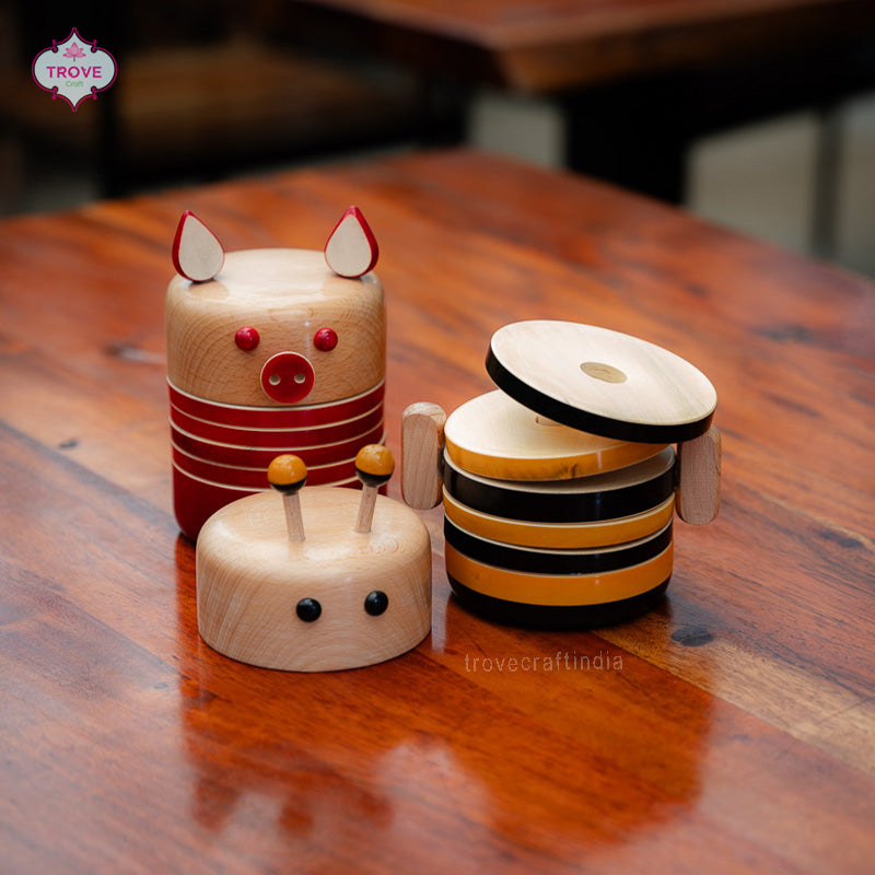 Channapatna Cute Animal Themed - Coaster Set