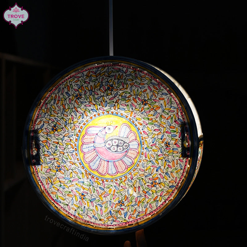 Hand-painted in Tholu Bommalata style - Ceiling Pendant Lamp