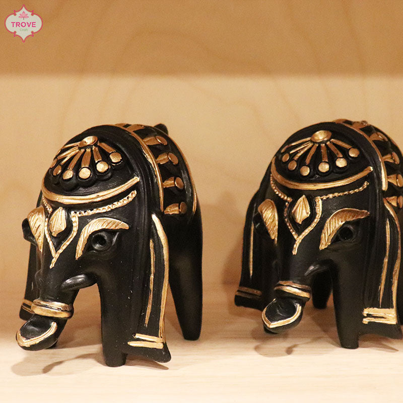 5.5" Terracotta Kothokoli Bankura Elephant- Set of 2