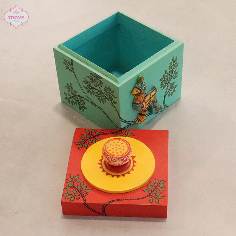 Hand-painted Pattachitra Gift Box - 4" x 4" x 4" Inch