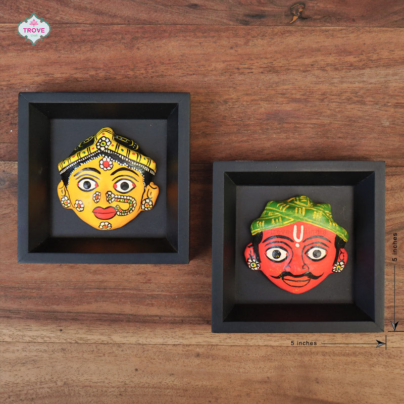 5 Inch Black Framed Mini Cherial Wall Masks