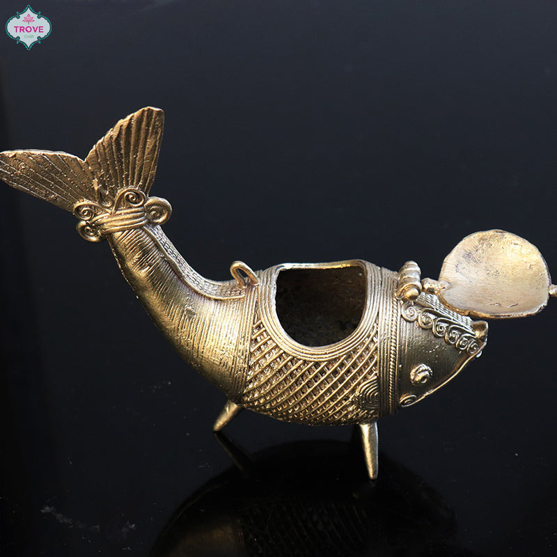 decorative metal fish box made in india Dhokra metal craft Fish Box