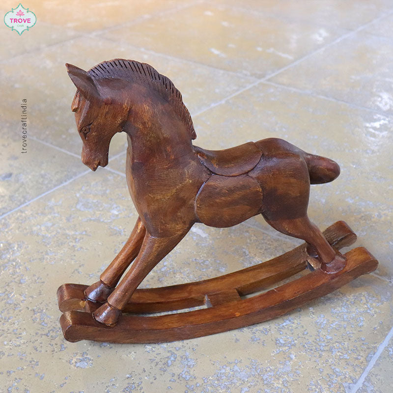 Stained wooden Rocking Horse - Table Decor