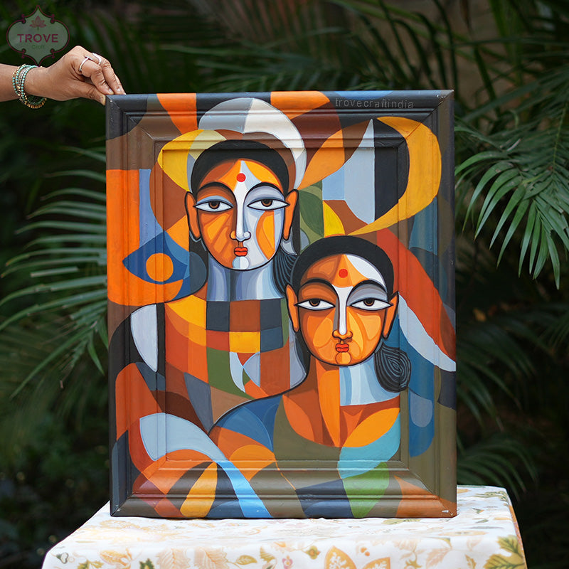 17"x 21" Infinity Frame Abstract painting - Soul Sisters