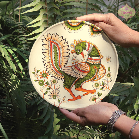 hand-painted kalamkari peacock