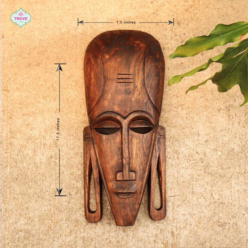 Hand-Carved Wooden Tribal Wall Decor Mask