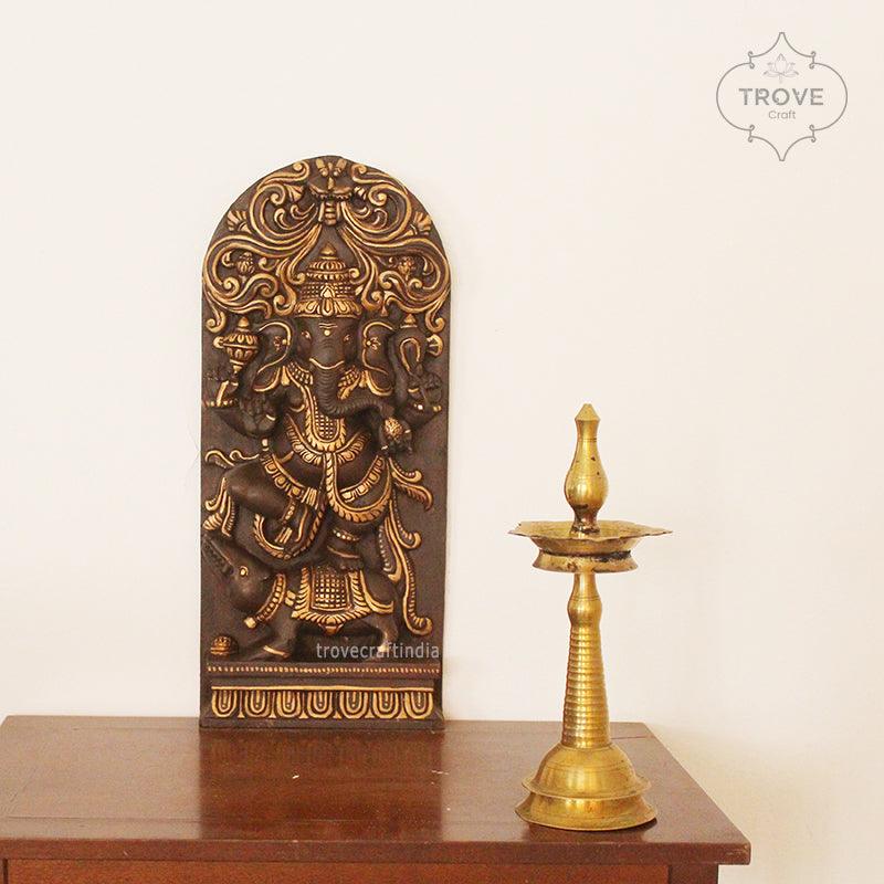 18" Arched Hand Carved painted Lord Ganesha Idol