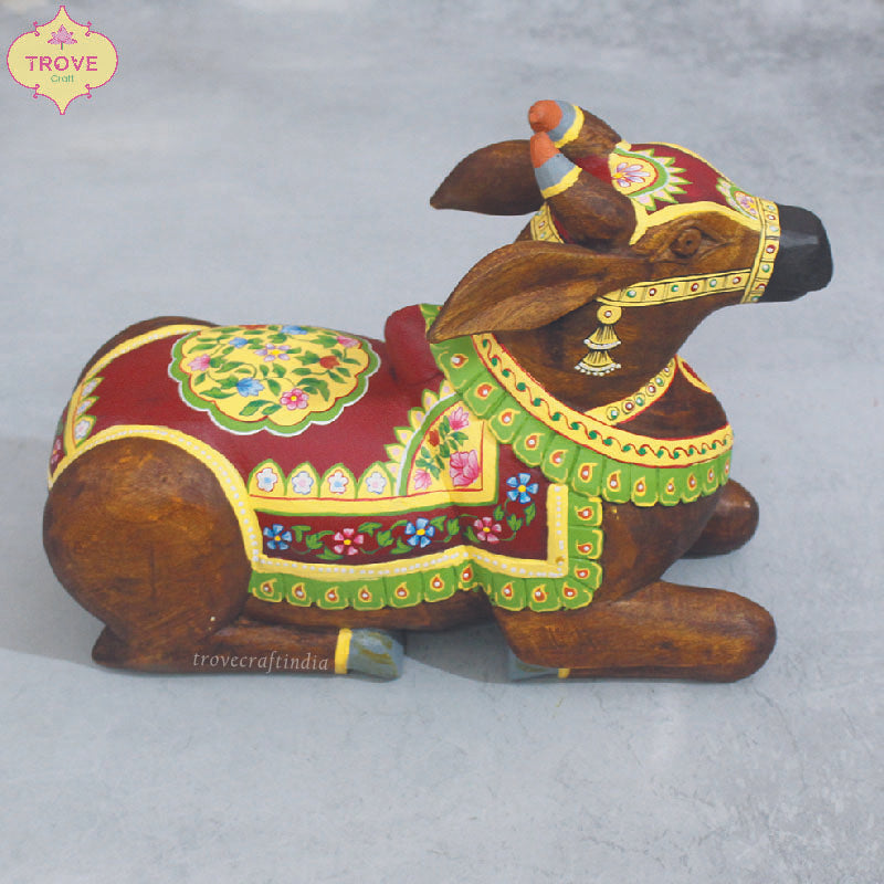 Wooden Nandi Statue