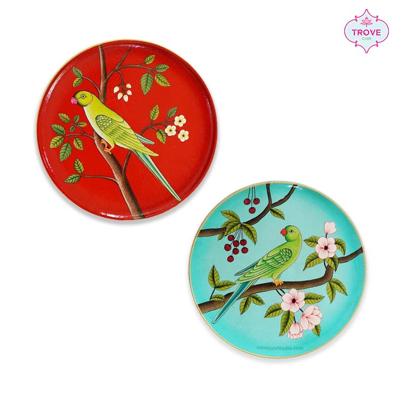 hand-painted parrot plate