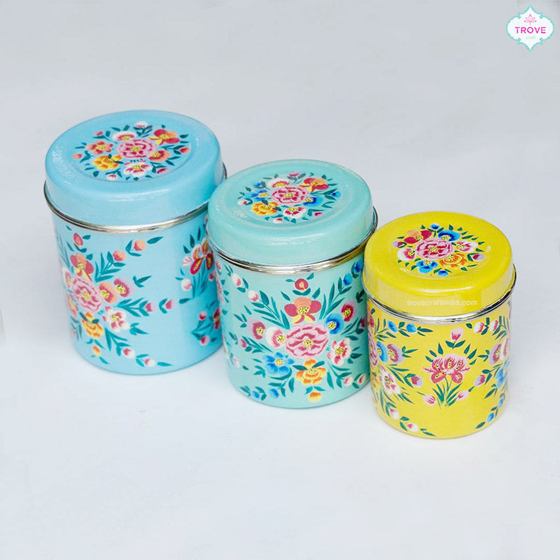 Kashmiri hand painted canisters