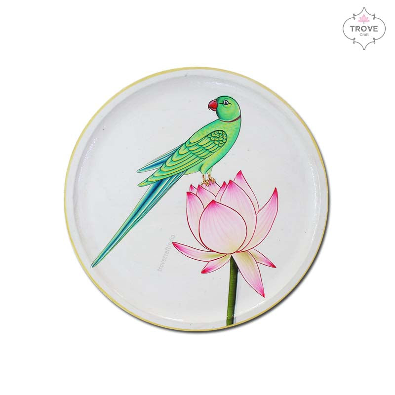 hand-painted pichwai parrot