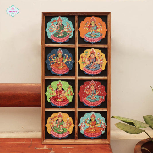 6" - Set of 8 Ashtalakshmi Decorative Plaques - Hand-painted in Pattachitra Style