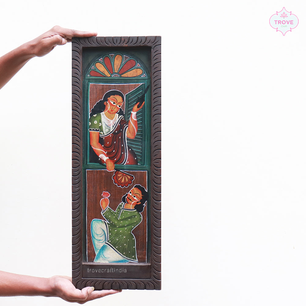 24"x 9" Babu Themed -  Kalighat Painting Wall Plaques
