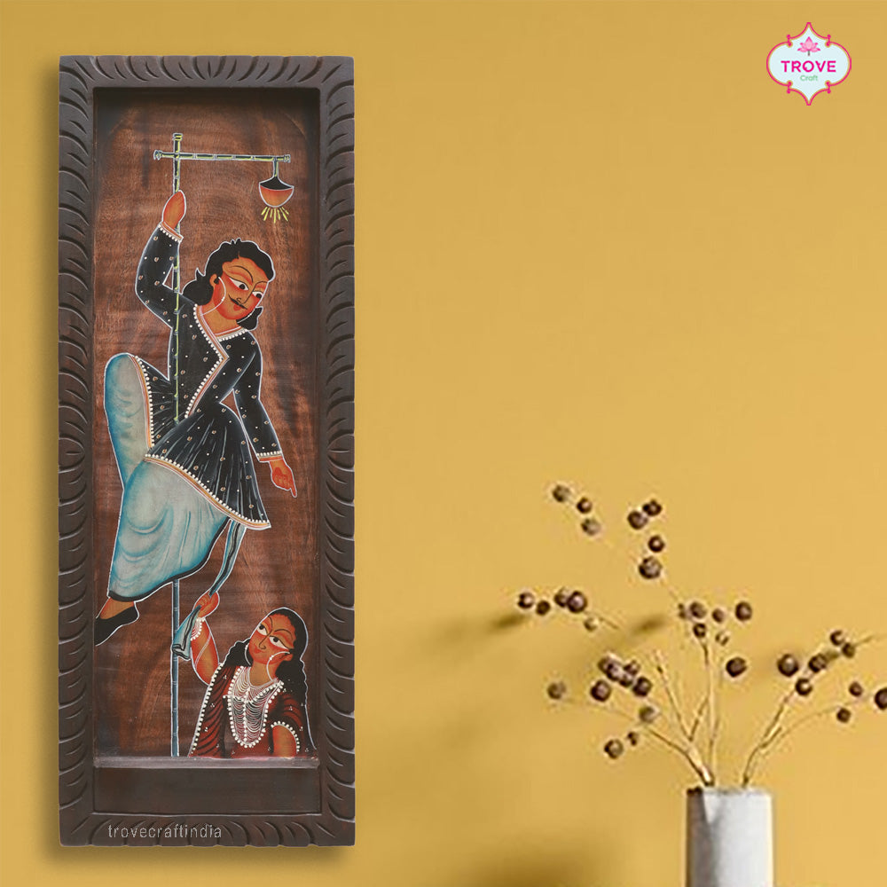 24"x 9" Babu Themed -  Kalighat Painting Wall Plaques