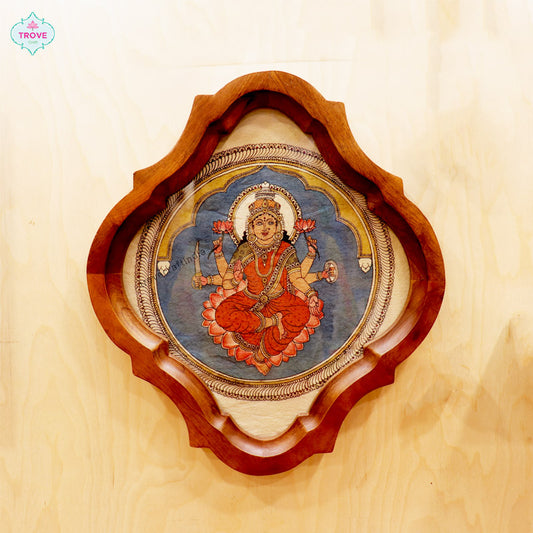 Lakshmi Pen Kalamkari on Cotton in Arabesque wooden frame