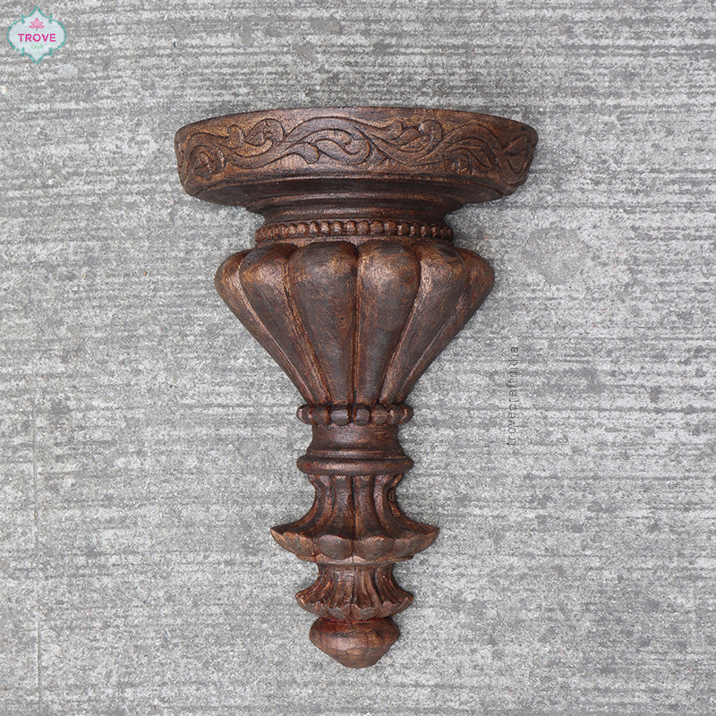 12" Hand Carved Ornate Scallop Wall Shelf