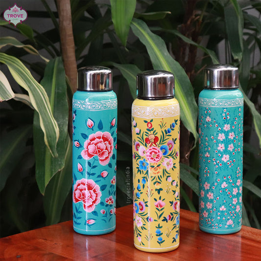 Hand-painted Kashmiri enamel bottle - 750 ML Stainless Steel