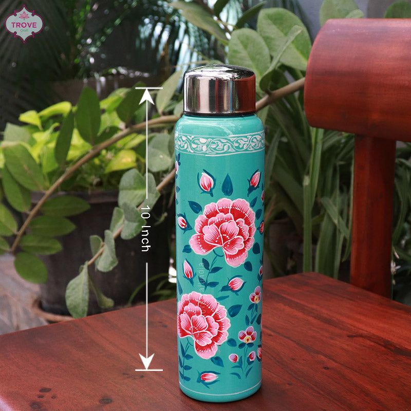 Hand-painted Kashmiri enamel bottle - 750 ML Stainless Steel