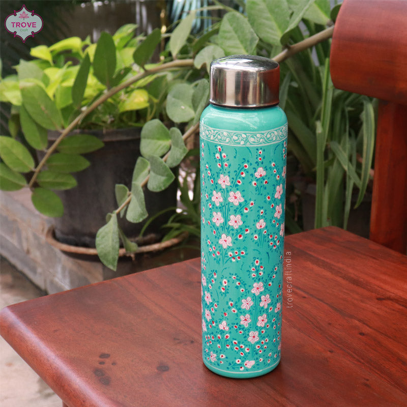 Hand-painted Kashmiri enamel bottle - 750 ML Stainless Steel