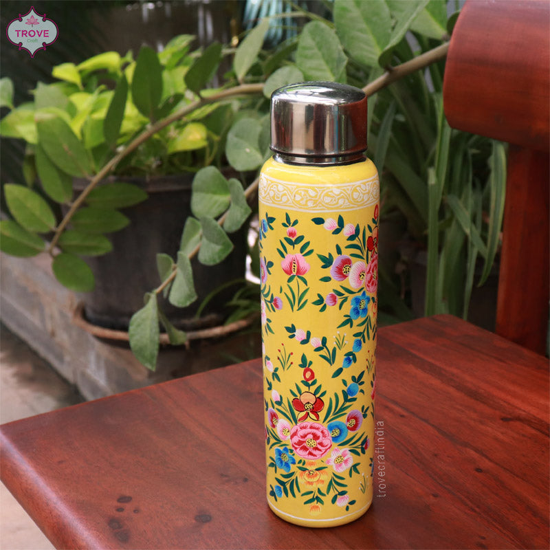 Hand-painted Kashmiri enamel bottle - 750 ML Stainless Steel