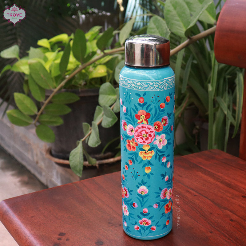 Hand-painted Kashmiri enamel bottle - 750 ML Stainless Steel