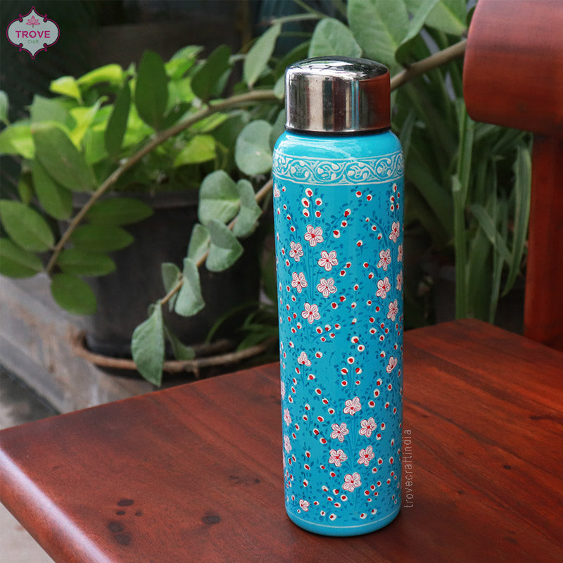 Hand-painted Kashmiri enamel bottle - 750 ML Stainless Steel