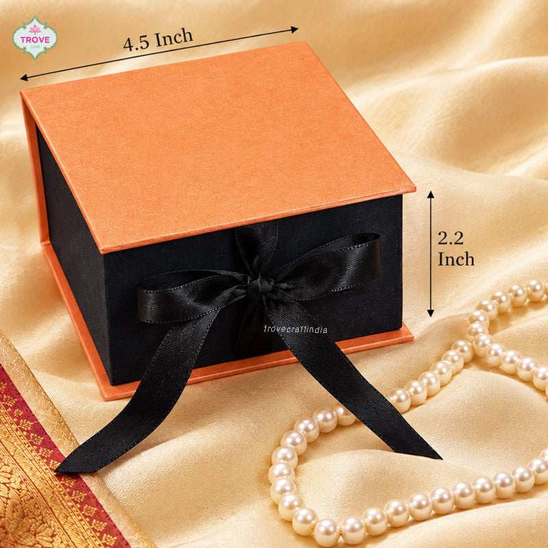Set of 4 - Hand-made Paper Gift Box -  4" x 4" x 2.2" Inch