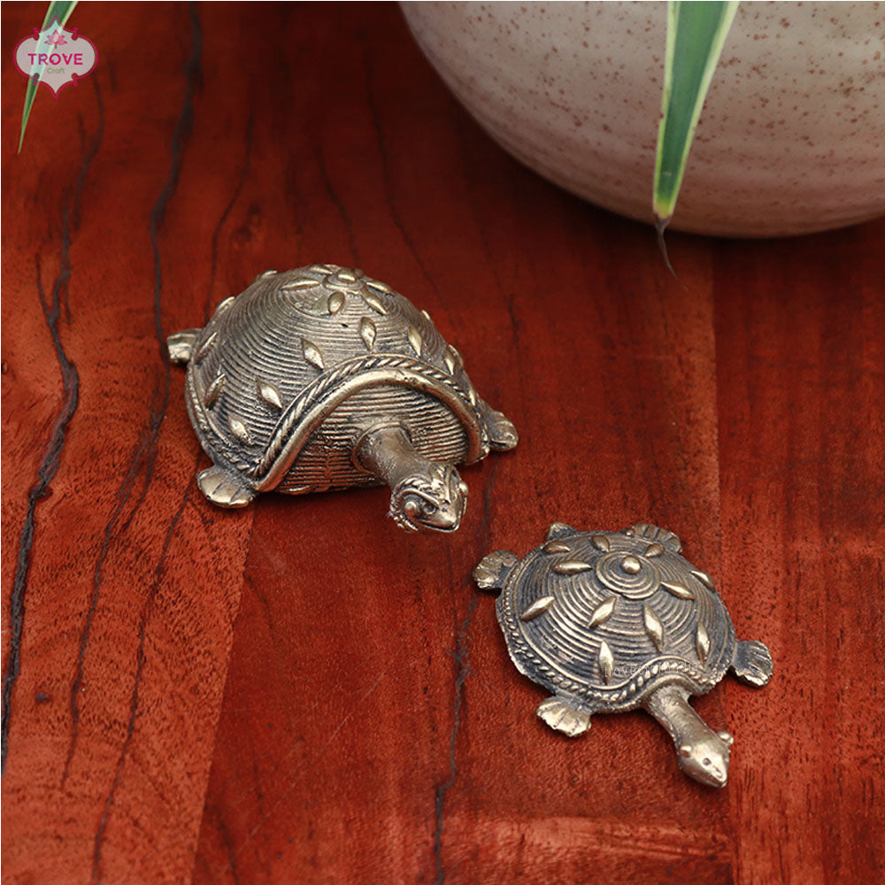 Set of 2 - Dhokra metal craft brass Tortoise - Paper Weight