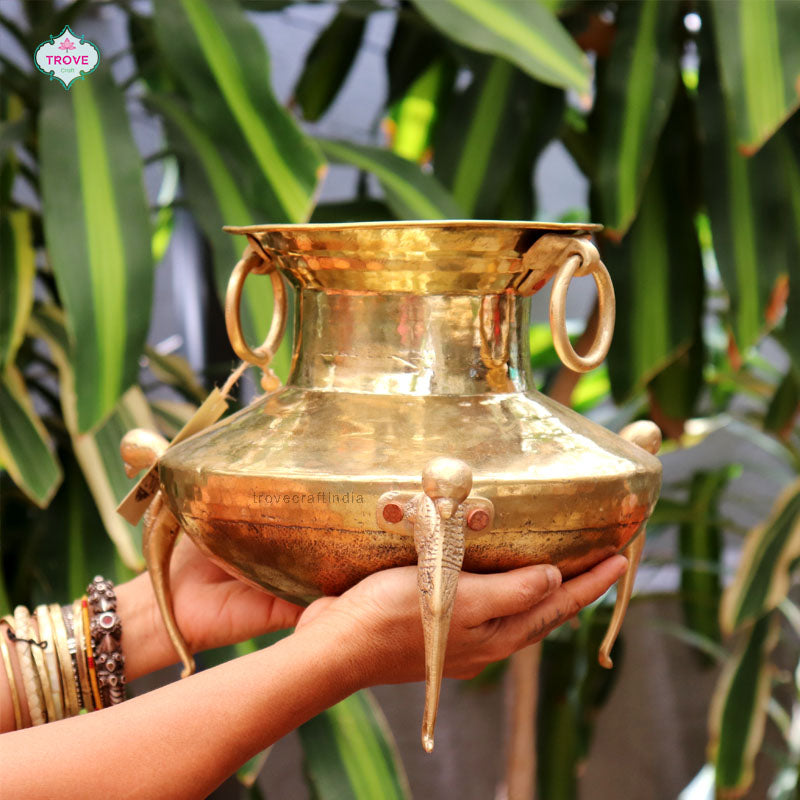 Traditional Vintage Brass Vase/Planter