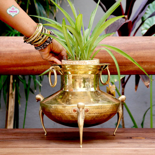 Traditional Vintage Brass Vase/Planter