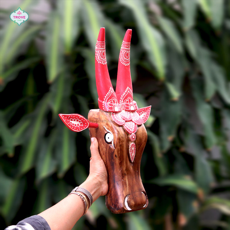 wooden cow head