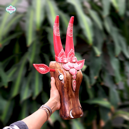 wooden cow head