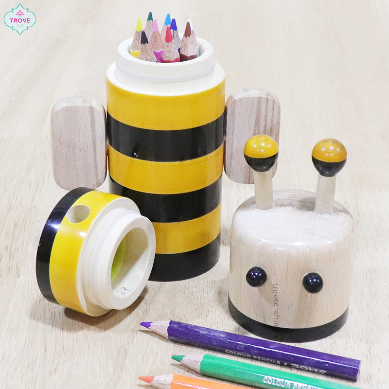 Channapatna animal themed (2-in-1) – Pencil Holder, Sharpener