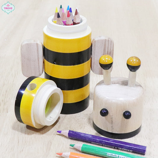 Channapatna animal themed (2-in-1) – Pencil Holder, Sharpener