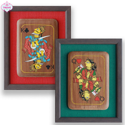 Set of 2 Hand-painted wooden plaques -playing card theme
