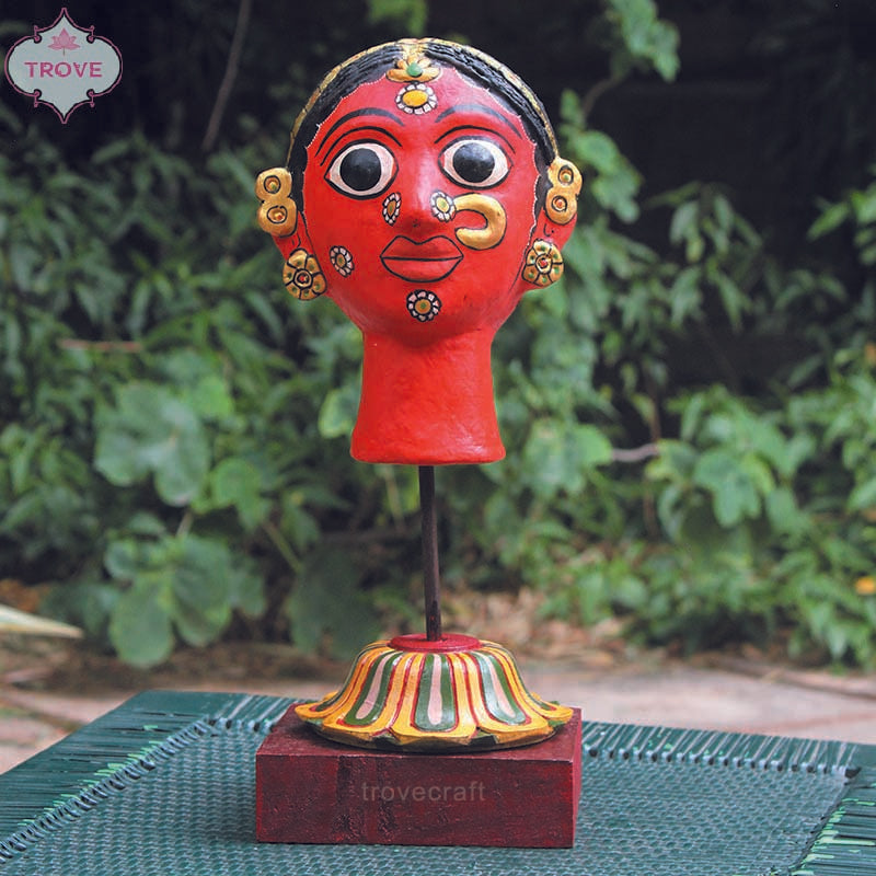 Red Cherial Woman Bust on stand - Large