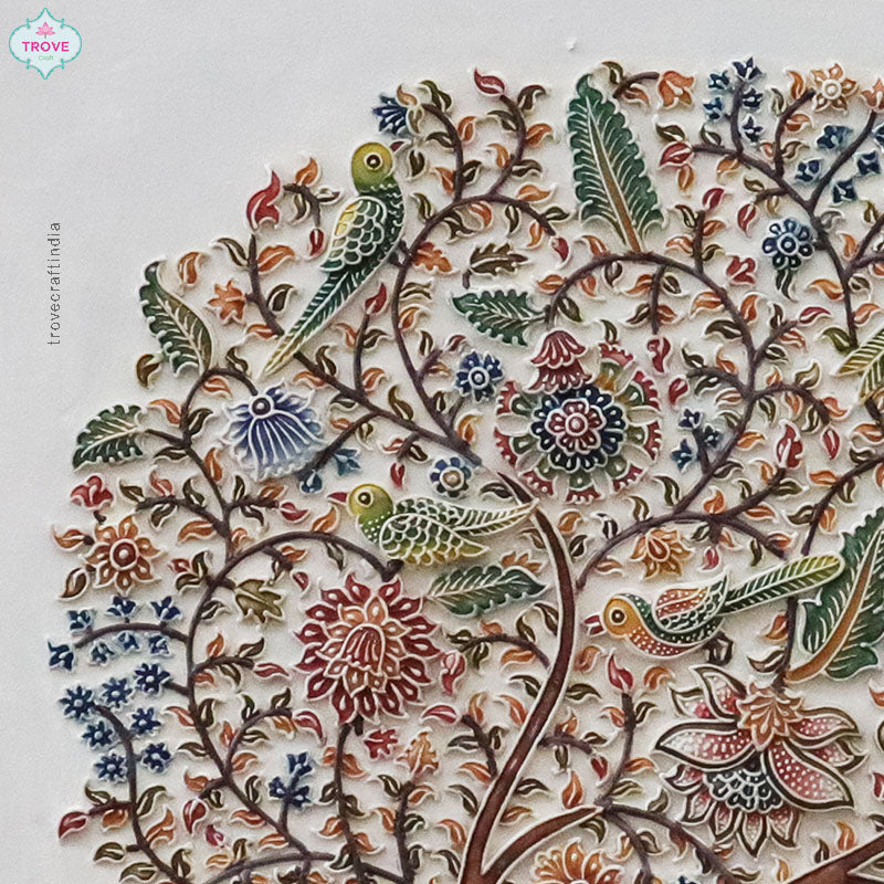 27.5" x 22" Inch Tree of Life Motif Hand-painted Relief Panels