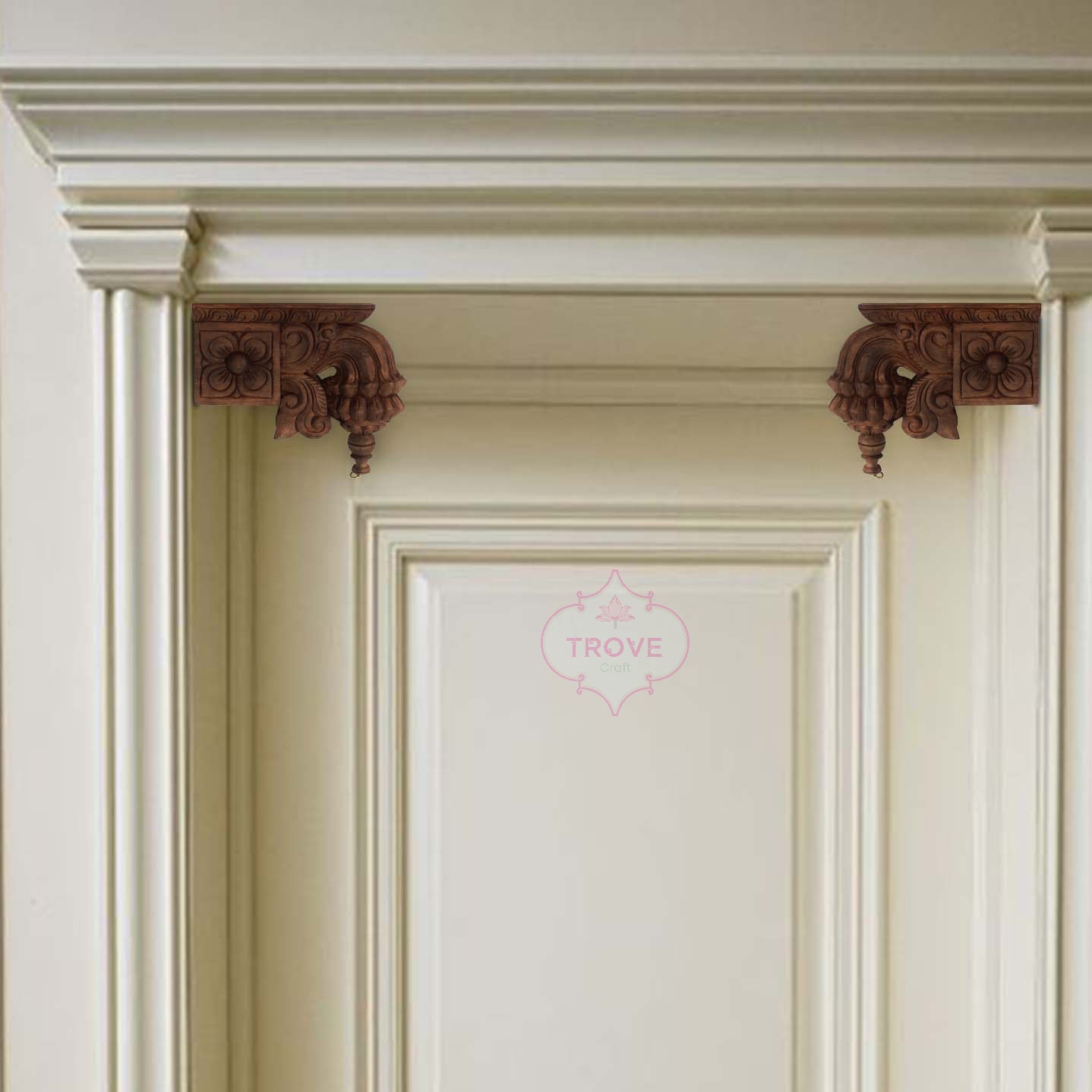 Traditional Hand Carved Corbel / Wall bracket- Carved Lotus