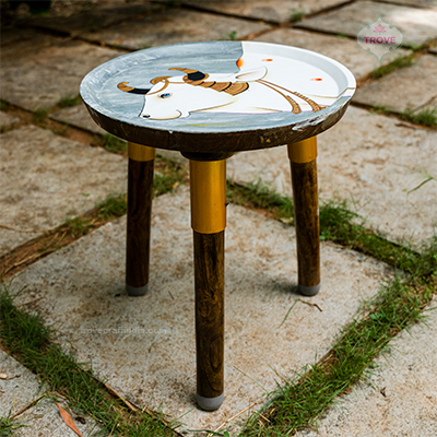 Hand-painted Peg table - Pichwai Cow